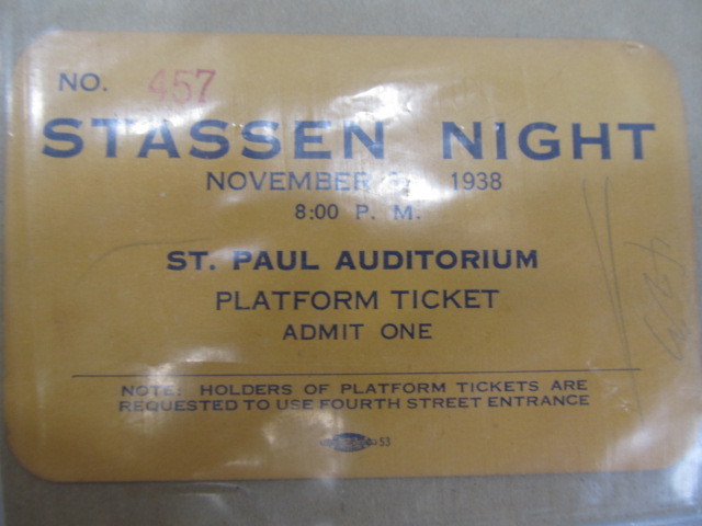 lot 228 image: 1938 St Paul Auditorium Platform Ticket