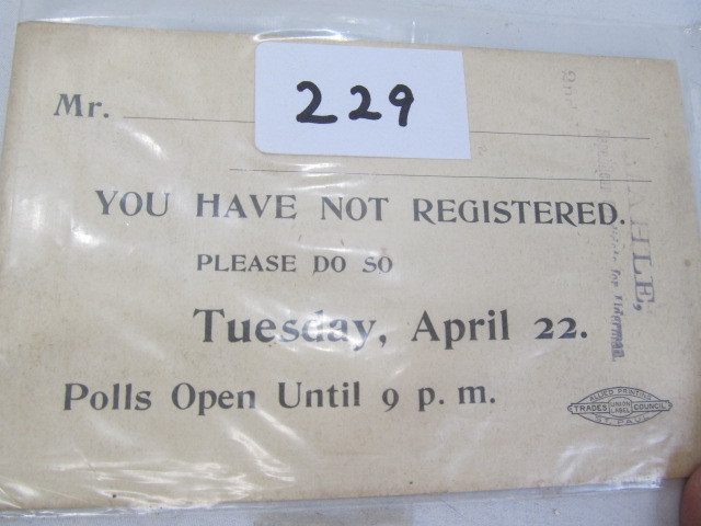 lot 229 image: Voter Registration Card