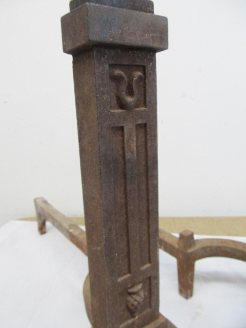 lot 304 image: Antique Mission StyleArts & Crafts Andirons