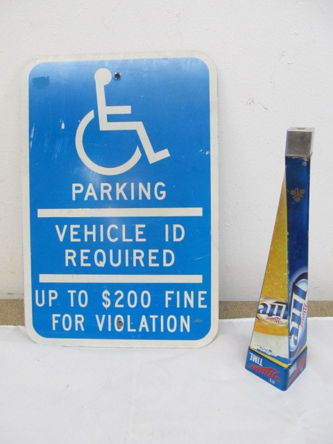lot 305 image: Handicap Sign & Miller Lite Tapper