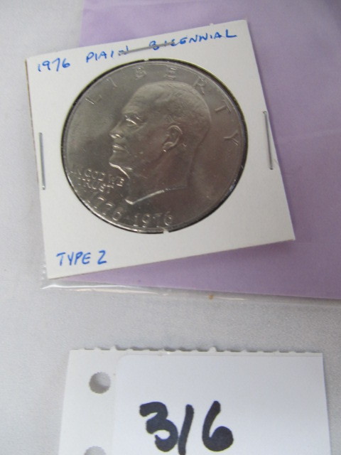 lot 316 image: Type 2 Plain Bicentennial 1972 Silver Dollar