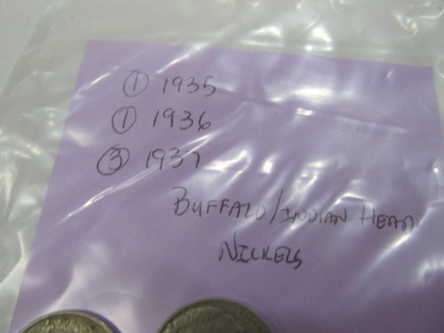 lot 329 image: BuffaloIndianhead Nickels 1935, 1936, 1937