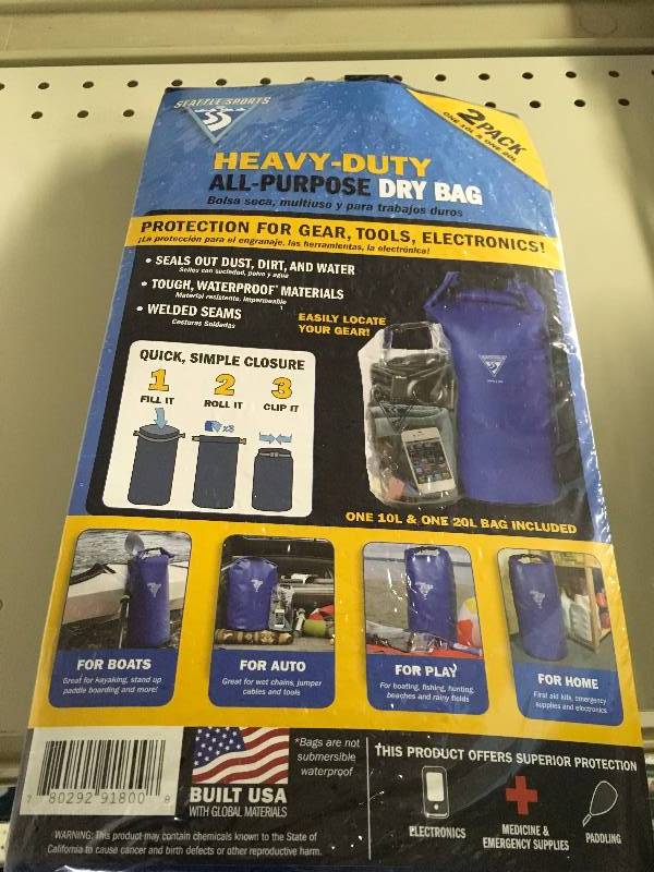 SEATTLE SPORTS 2 PACK DRY BAGS, MSRP $19.99