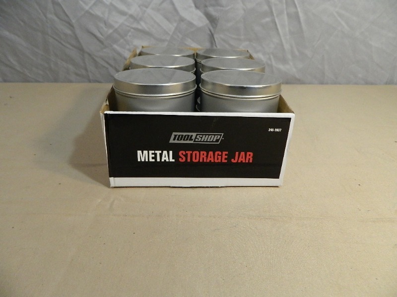 lot 28 image: 12 New Metal Storage Jars