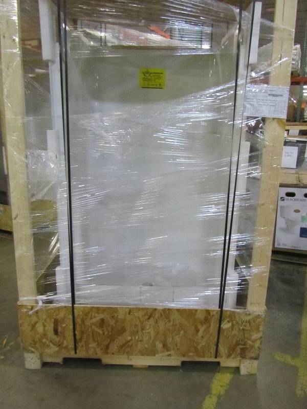 lot 9 image: Aquatic Everyday Smooth Wall 42 in. x 34 in. x 72 in.1-Piece Shower Stall with Center Drain in White