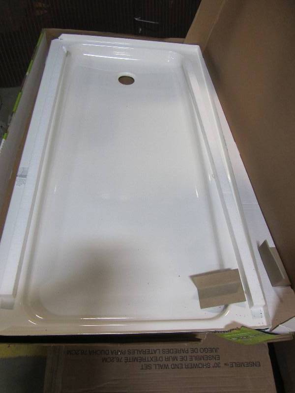 lot 13 image: Bootz Industries ShowerCast Plus 60 in. x 32 in. x 4 in. Single Threshold Shower Base with Left Hand Drain in White