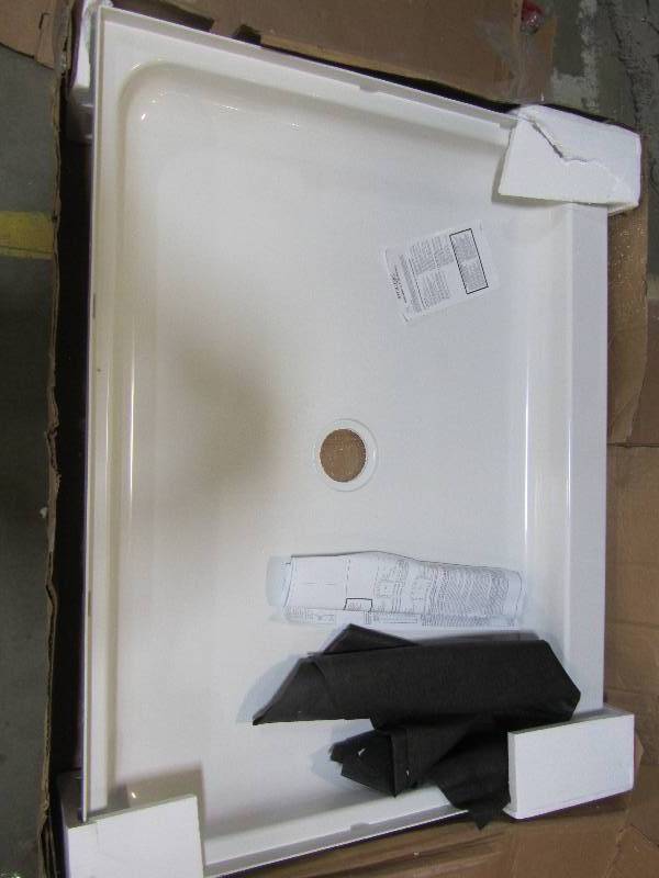 lot 14 image: STERLING Ensemble 34 in. x 42 in. Single Threshold Shower Floor in White