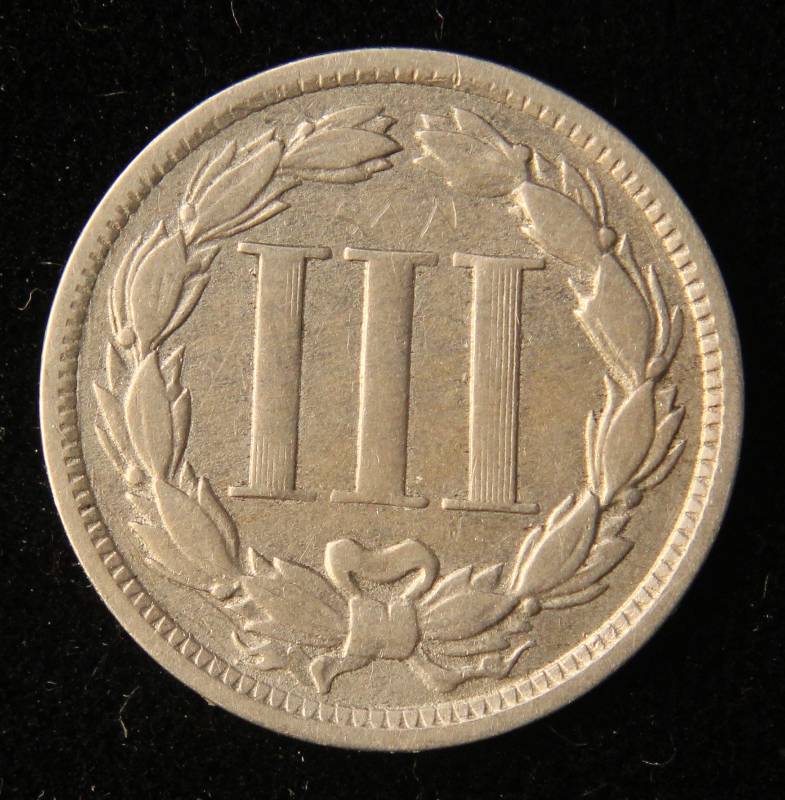 1869 THREE CENT NICKEL FINE DETAILS SCRATCHED