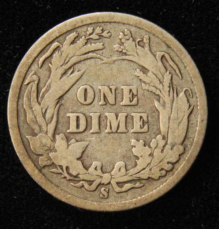1897-S BARBER SILVER DIME BETTER DATE COIN
