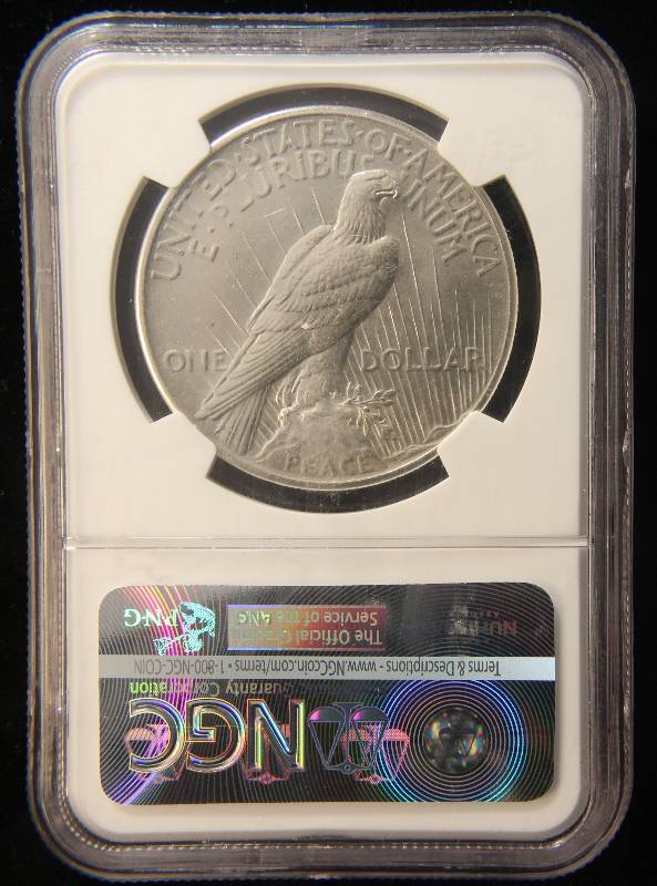 1925 US PEACE SILVER DOLLAR MS62 NGC