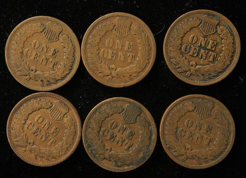 GROUP OF 6 INDIAN HEAD CENTS