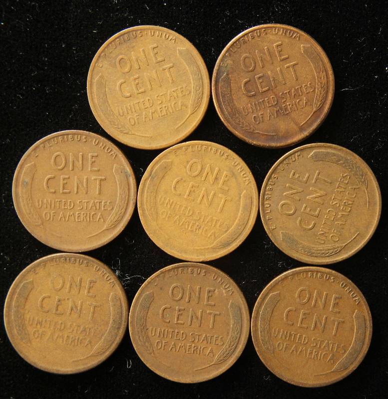 8 US WHEAT CENTS FROM THE 1920S