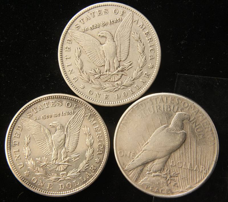 3 SILVER DOLLARS 1896, 1921-D, 1923-S