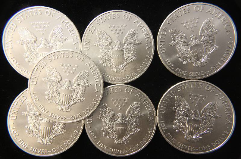 GROUP OF 7 - 2017 AMERICAN SILVER EAGLE 1 TROY OZ. .999 FINE SILVER DOLLARS