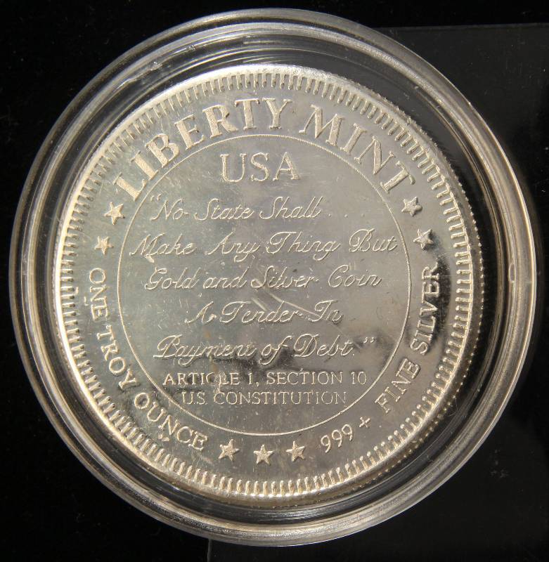 1 TROY OZ. .999 FINE SILVER LIBERTY MINT NO STATE SHALL... IN AIRTITE