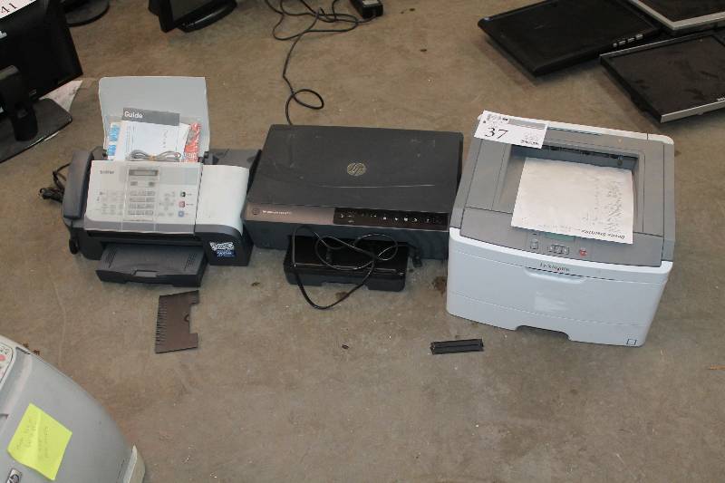 lot 37 image: Lot of (3) Electronics - Printers, Fax Includes HP Officejet Pro 6230, Lexmark E360dn, Brother Intellifax 1360 Fax