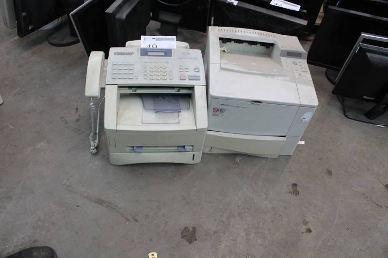 lot 49 image: Lot of (2) Electronics - Fax, Printer Includes HP LaserJet 4100DTN, Brother Business Class IntelliFAZ 4100