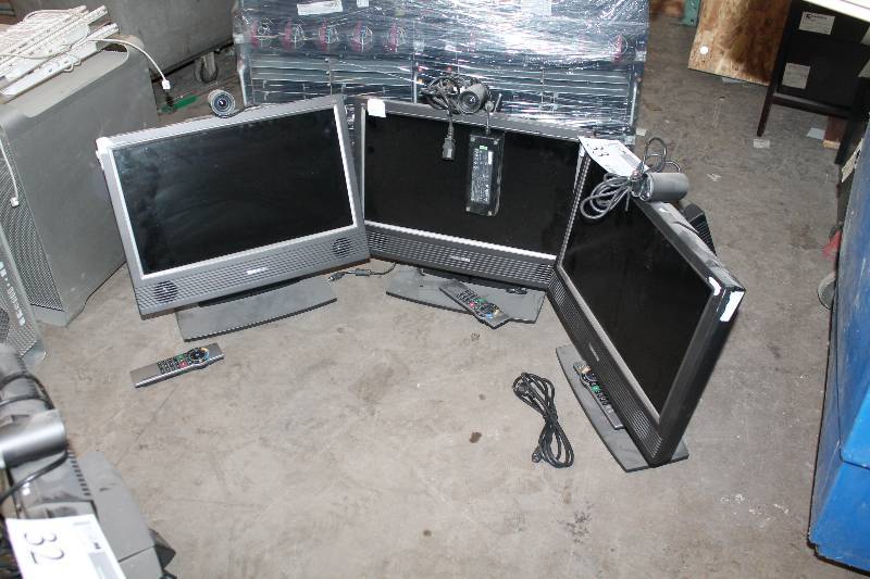 lot 33 image: Lot of (3) Tanberg Monitors w Web Camera, Remote Control