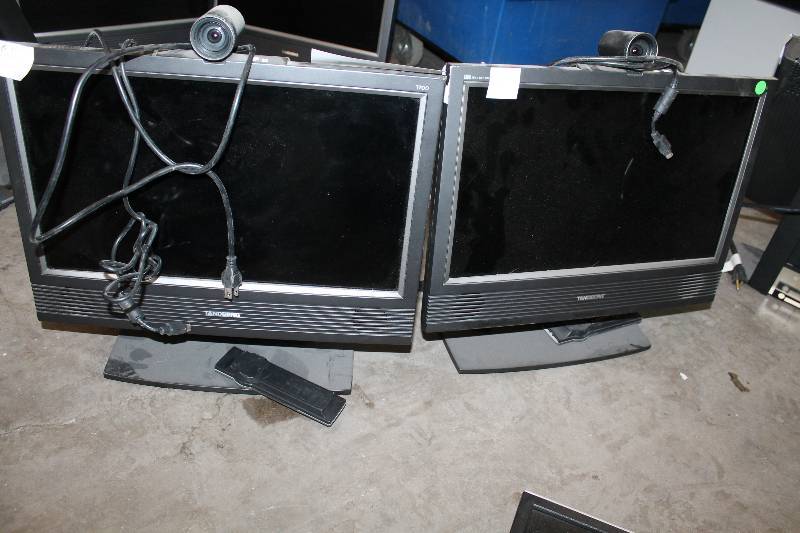 lot 32 image: Lot of (2) Tanberg Monitors w Web Camera, Remote Control