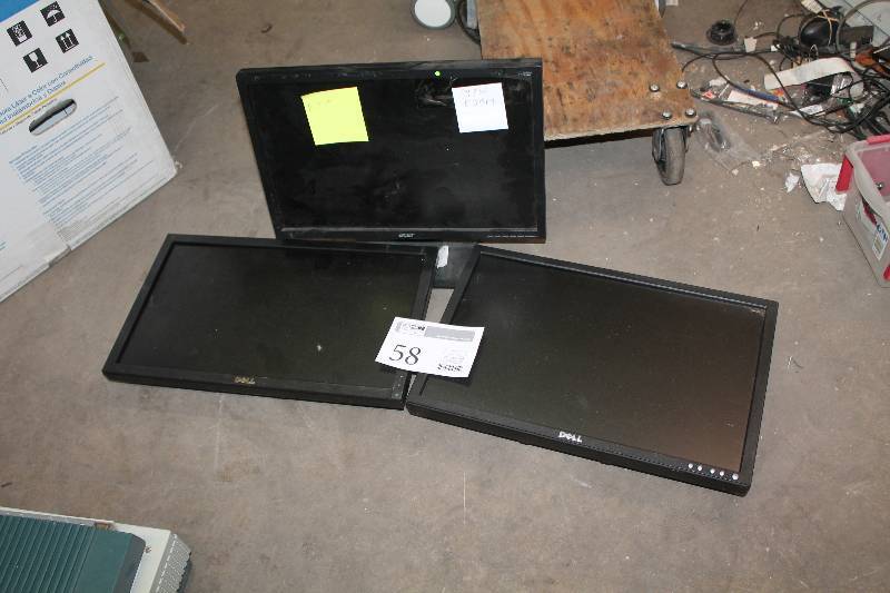 lot 58 image: Lot of (3) Computer Monitors - Dell, Dell, Acer