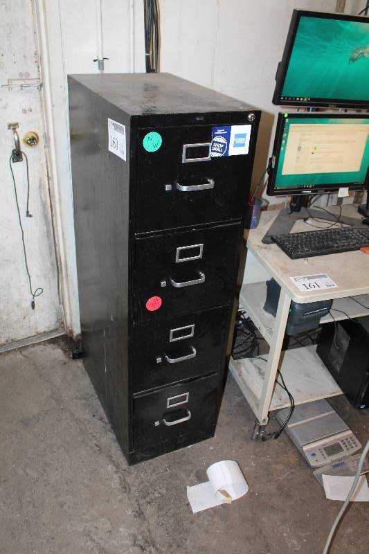 lot 160 image: Hon Locking 4-Drawer Metal File Cabinet