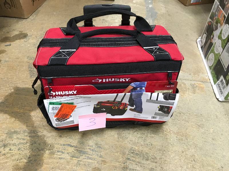 lot 3 image: Husky 18in. Rolling Tool Tote not used