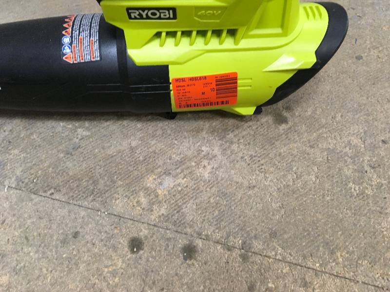 lot 13 image: Ryobi 155 MPH 300CFM 40V Lithium-Ion Cordless Jet Fan Blower in like new condition