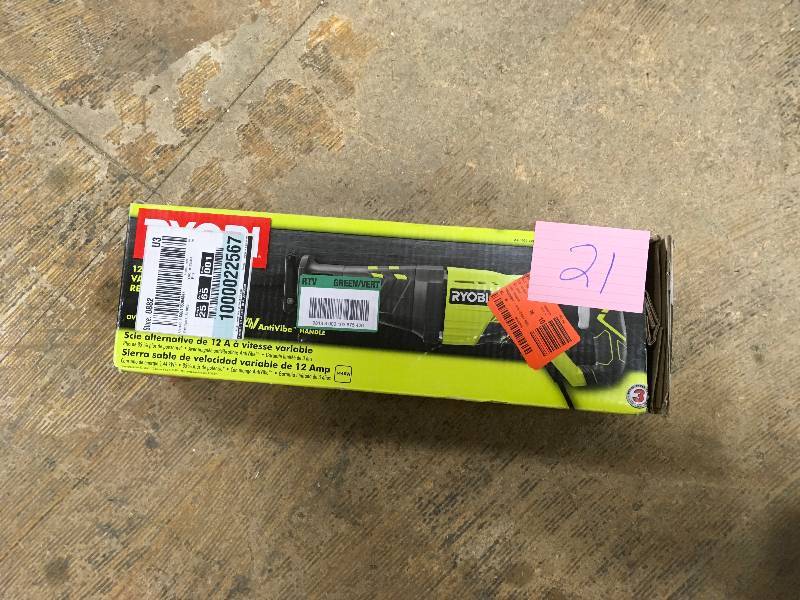 lot 21 image: Ryobi 12 Amp Reciprocating Saw in likw new condition
