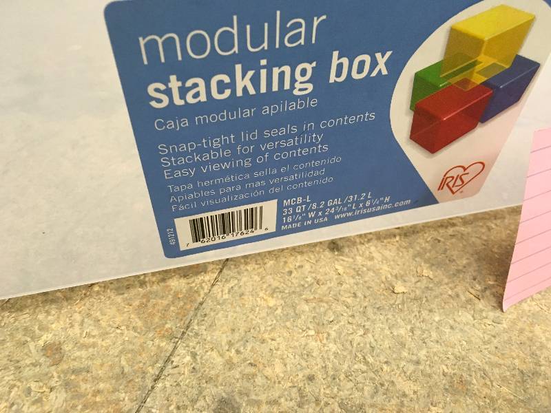 lot 36 image: Iris 30.5 Quart Snap-tight Clear Modular Container not used