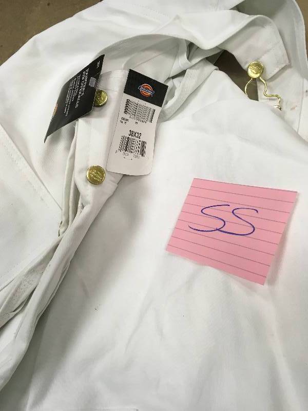 lot 55 image: Dickies  38W x 32 L White Painter Bib Overalls