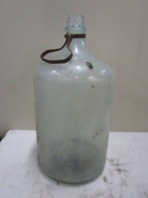 lot 127 image: Vintage Large Jug 17 Ht 9 Round - Metal Handle - Chip On Top