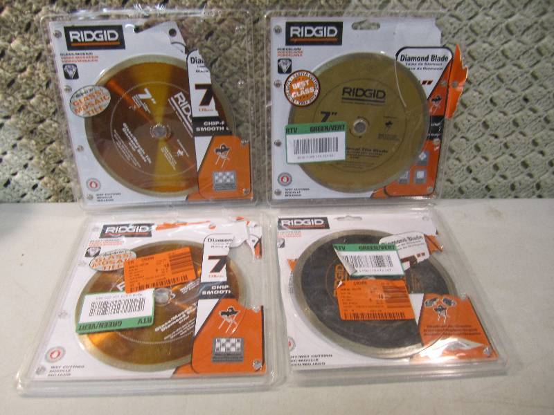 lot 330 image: Lot of 4 Ridgid 7 Diamond Blades O...