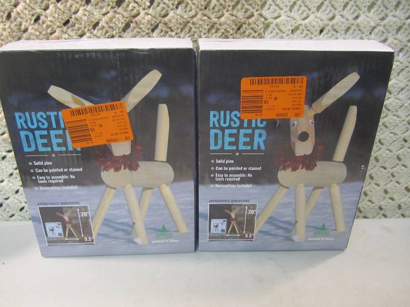 lot 93 image: Lot of 2 Solid Pine Rustic Deer Ope...