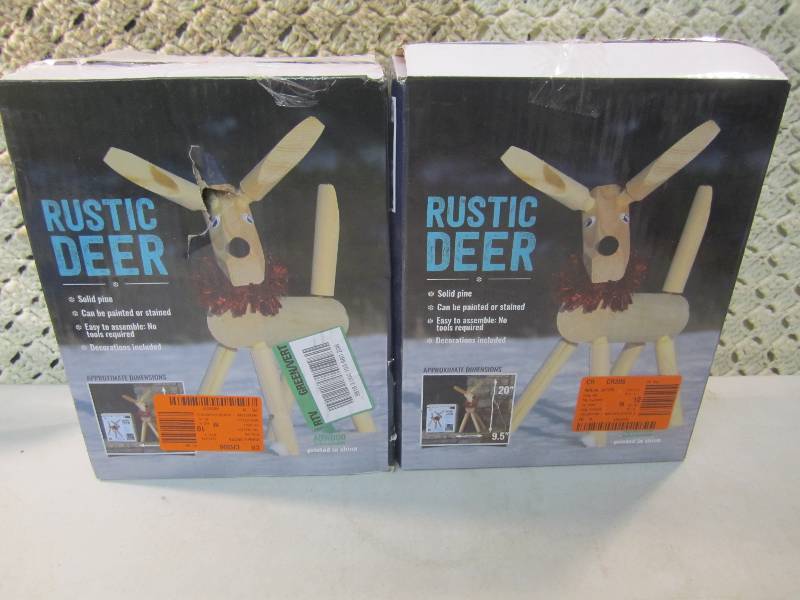 lot 102 image: Lot of 2 Solid Pine Rustic Deer Ope...