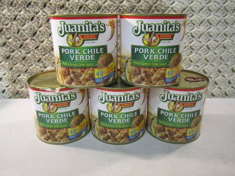 lot 146 image: Lot of 5 Cans Pork Chile Verde Pork...