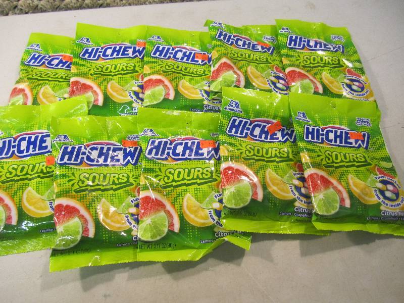 lot 156 image: Lot of 10 Bags Hi-Chew Sours Citrus...