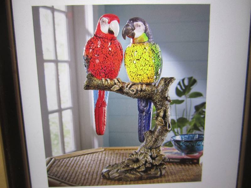 lot 274 image: Parrots In Love Lamp 16 tall. Open...