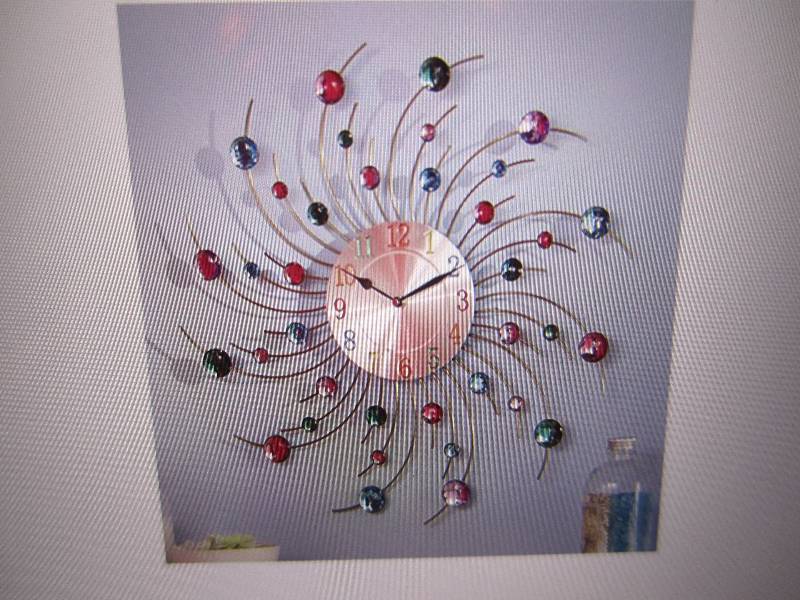 lot 277 image: Multi Colored CrystalsMetal Wall Cl...