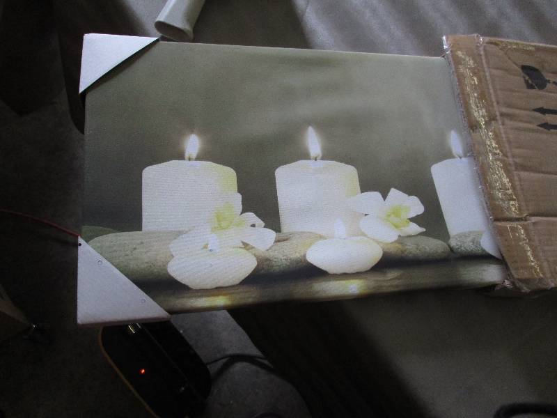 lot 15 image: Lighted Candle Canvas Wall Art open...