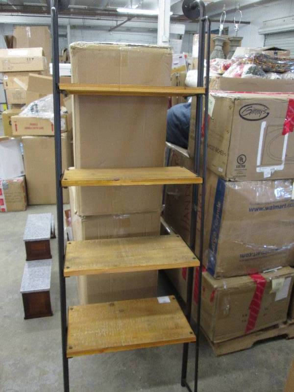 lot 159 image: 4 Shelf WoodMetal Unit Retail $149...
