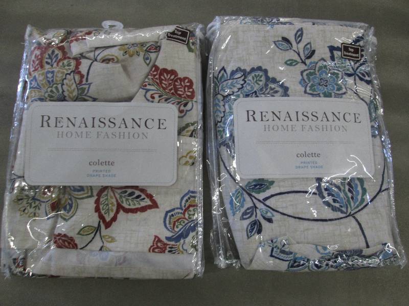 lot 205 image: Lot of 2 Printed Drape Shades...