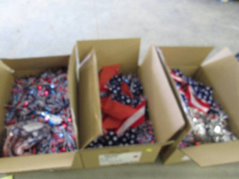 lot 219 image: Lot of 3 Boxes Patriotic Garland & ...