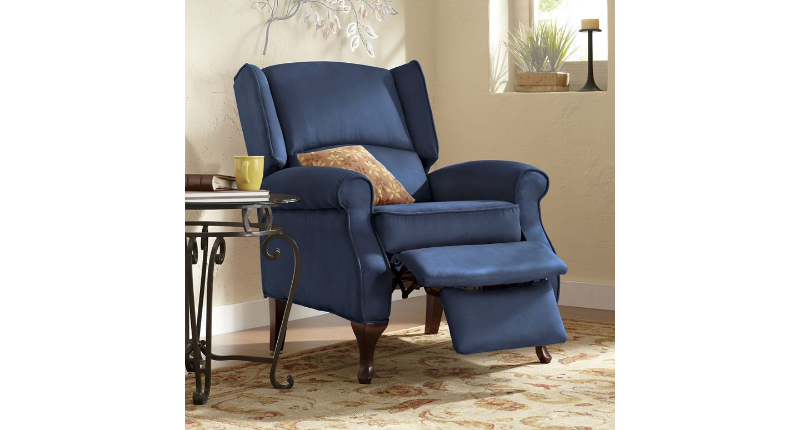 lot 231 image: Microfiber Wingback Recliner open b...