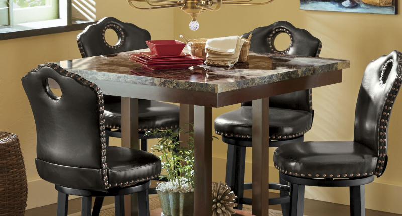 lot 248 image: Faux Marble Counter-Height Table op...