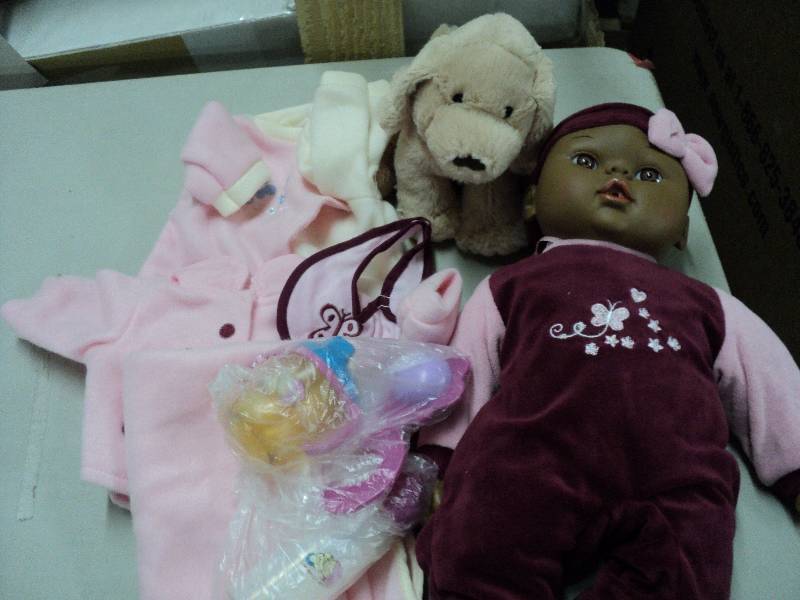 Doll, clothes, puppy, and accessori...