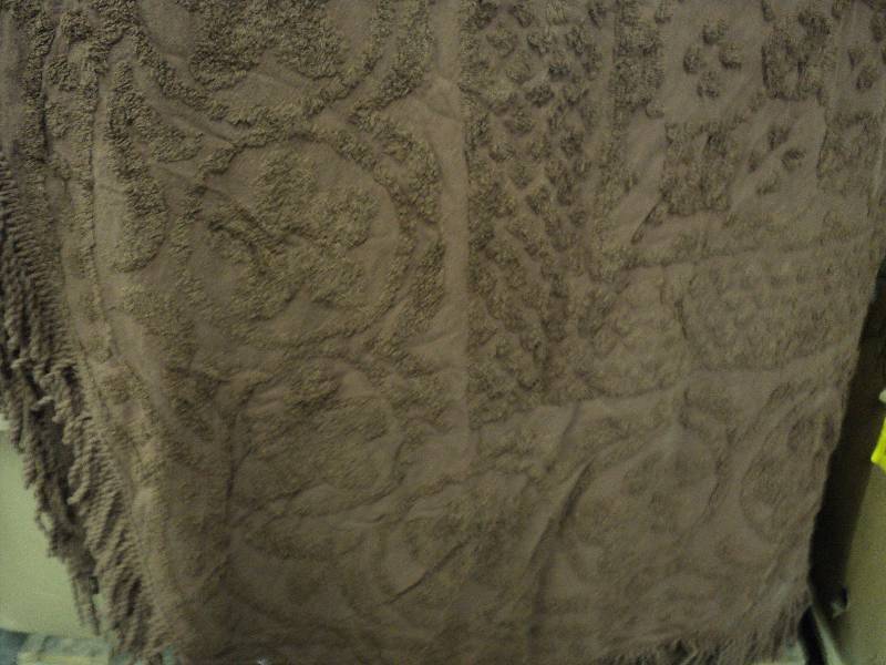 brown chenille twin size bedspread...