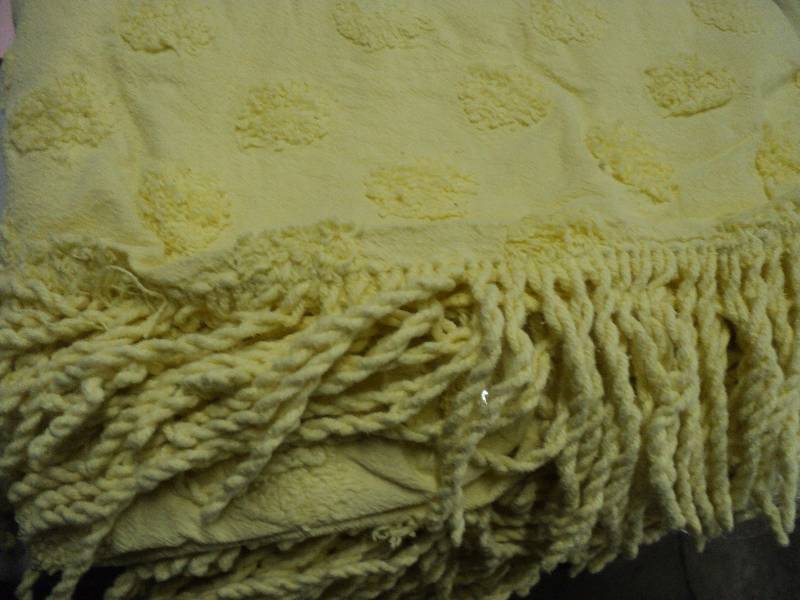yellow full size chenille bedspread...