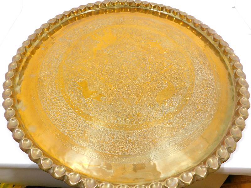 lot 25 image: Vintage Brass INDIA Table Top Etched