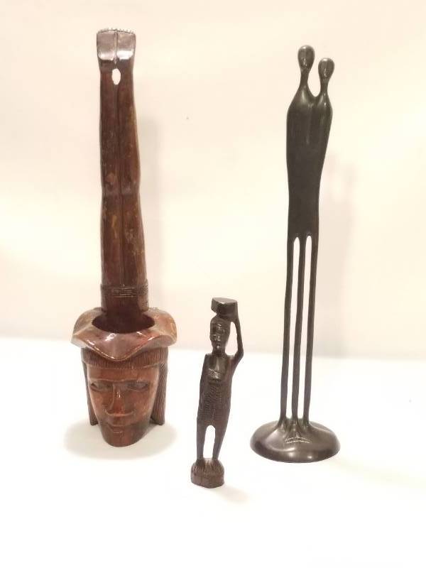 WOOD  METAL AFRICAN FIGURES