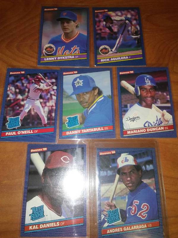 lot 69 image: 7 Donruss 86 Rookie cards.